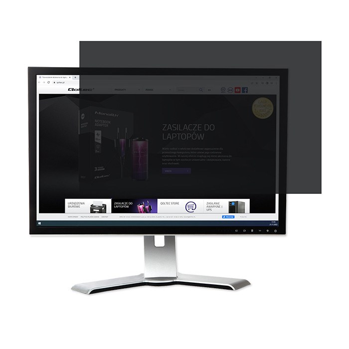 Filtër privatësie për monitor Qoltec 51056, 22", 16:10, transparent