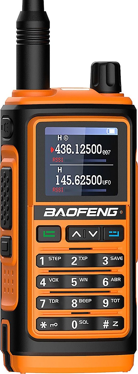 Radiolidhës dorëmbajtës Baofeng UV-17E, 5W, bateri 1800mAh, portokalli