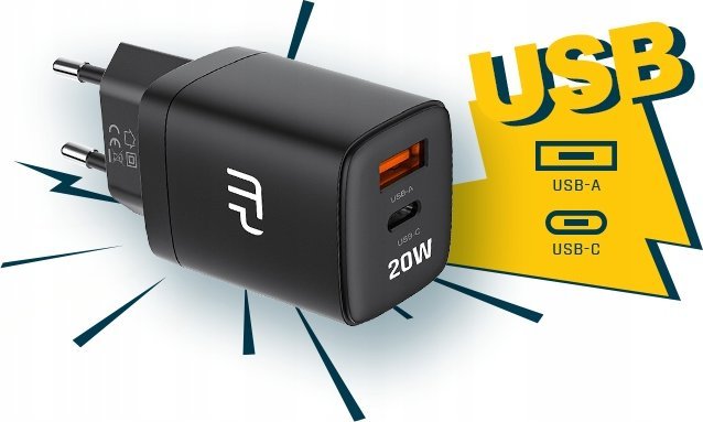 Karikues rrjeti MyPhone Swiftcharge Duo, 20W, USB C PD dhe USB A, i bardhë