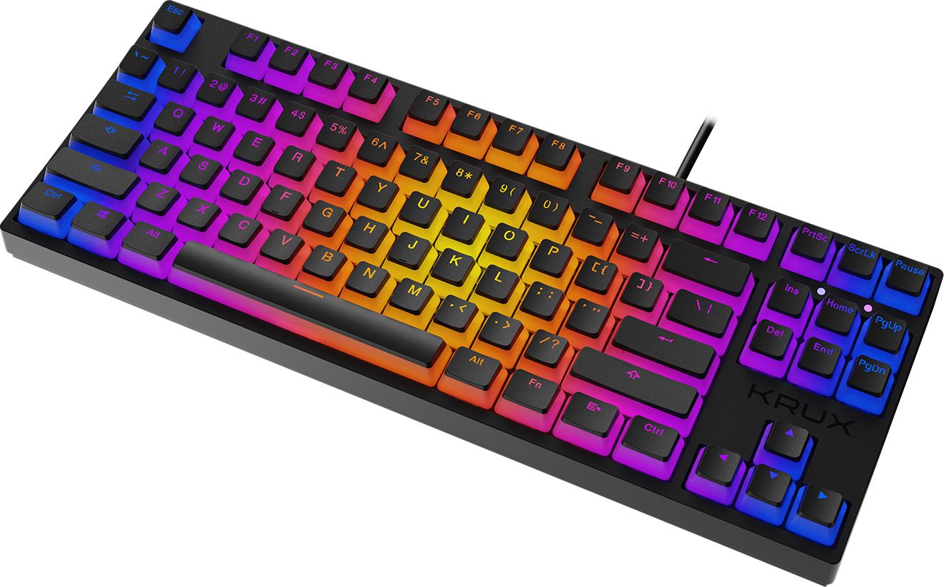 Tastierë mekanike Krux Atax PRO RGB Pudding, TKL, Outemu Black, e zezë
