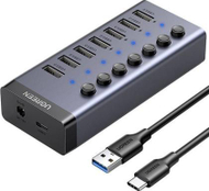USB хаб Ugreen 7 порти USB A 3.0, со напојување, црн