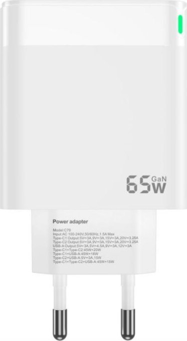 Karikues muri Jellico Fast Charger Quick 65W, 2x USB-C, USB-A, me kabllo Lightning për iPhone, i bardhë