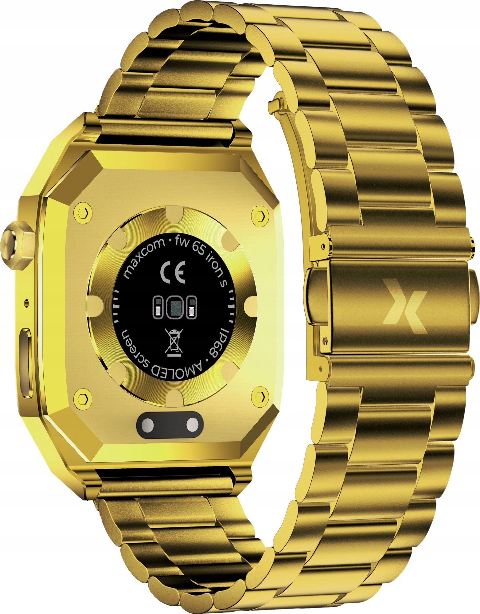 Паметен часовник Maxcom FW65 Iron S Gold, 1.95\", отпорен на вода, златна боја