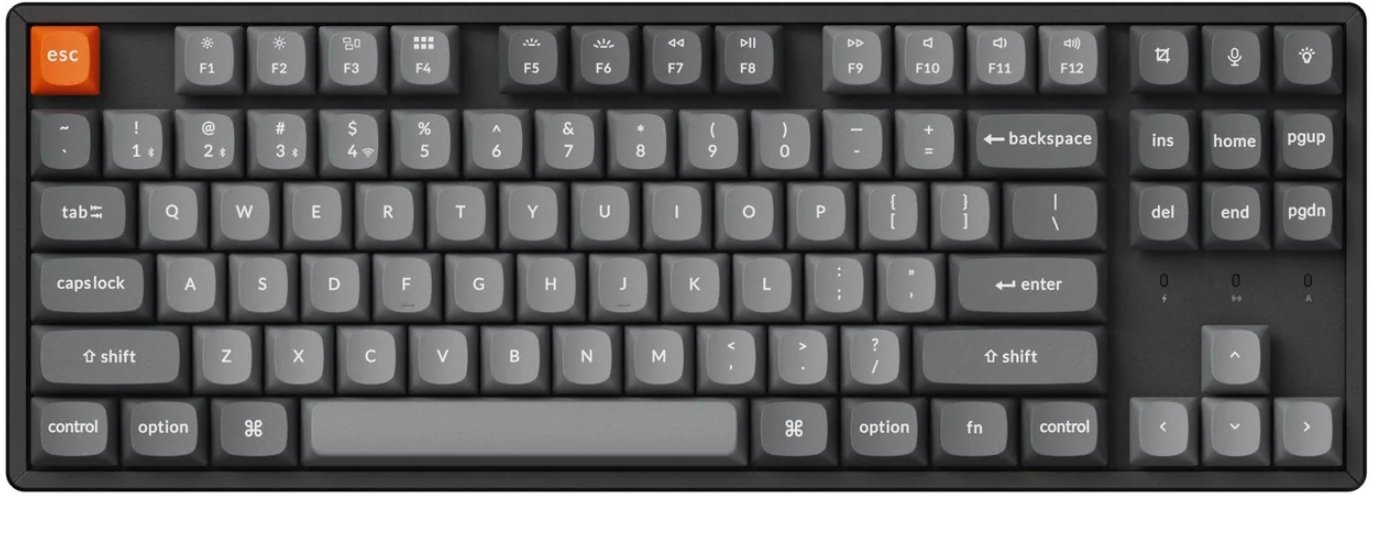 Tastierë mekanike Keychron K8 Max, wireless 2.4 GHz Bluetooth USB, kompakte, e zezë