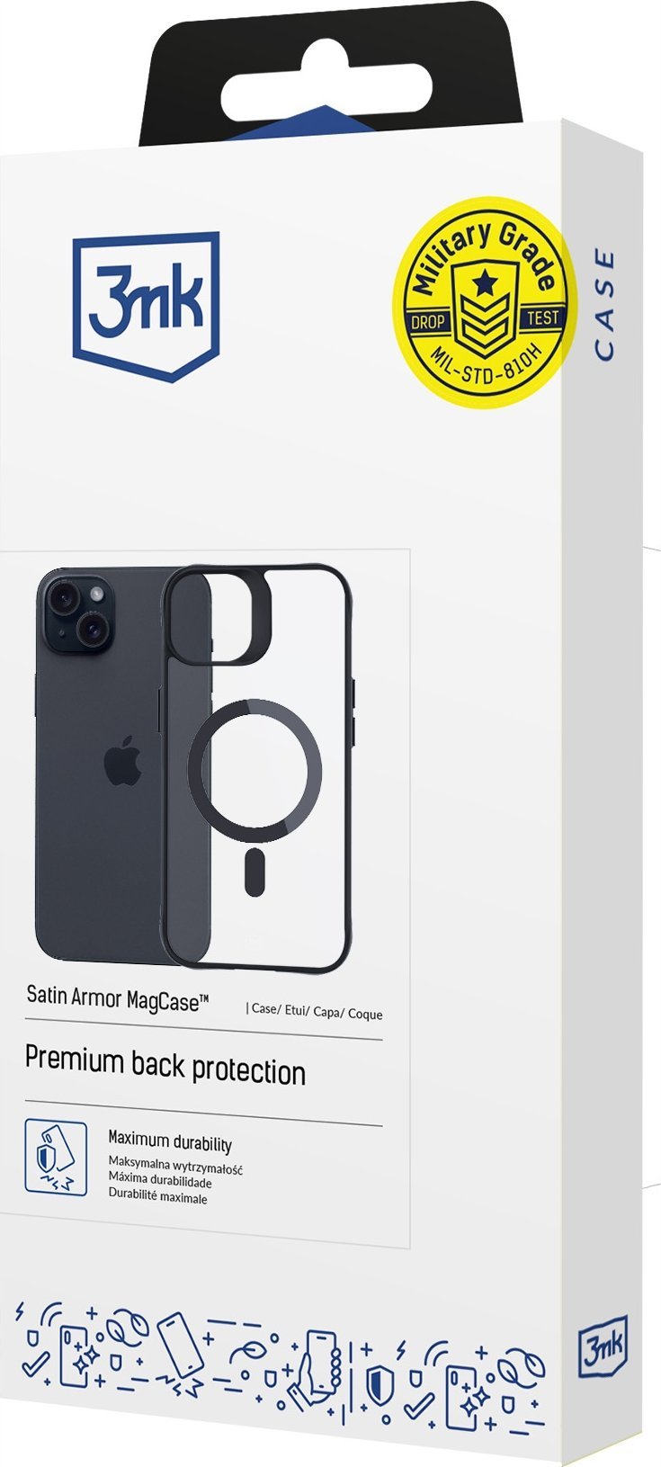 Maskë mbrojtëse 3MK Satin Armor MagCase për iPhone 15 Plus 6.7", përputhshme me MagSafe, transparente