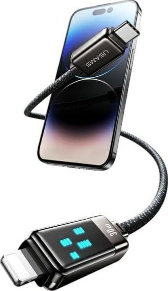 USB кабел Usams Meteor Series SJ743USB0, USB C во Lightning, 1.2m, 30W, црна