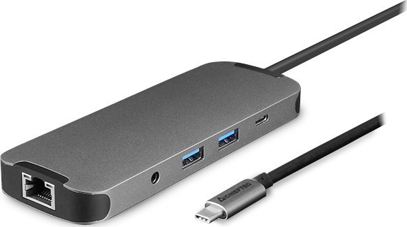 Stacion dokimi Chieftec DSC-901, USB-C, HDMI dhe Gigabit Ethernet, gri titanium