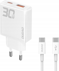Ѕиден полнач Dudao A30EUT GaN, 30W, USB A и USB C, бел