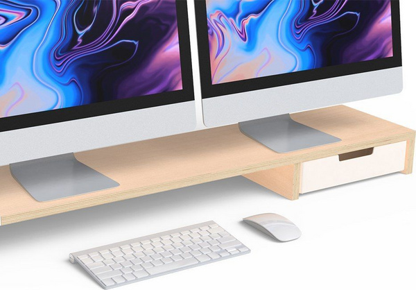 Mbështetëse prej druri për monitor POUT Eyes9, e bardhë