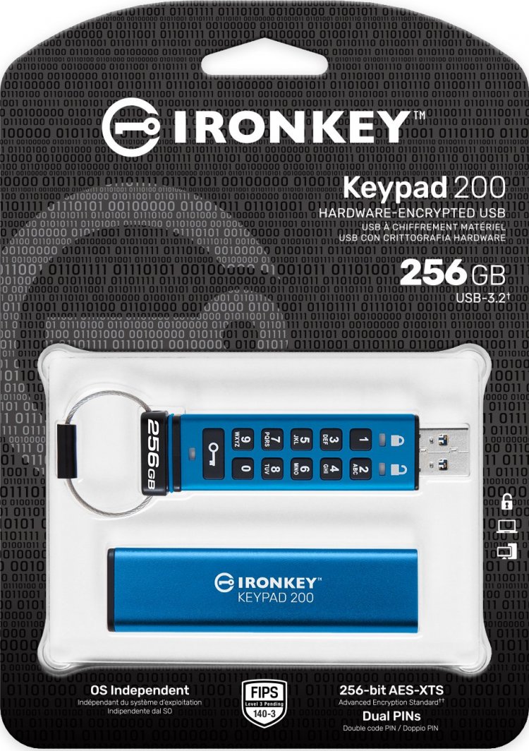 USB Pendrive Kingston IronKey 200, 256GB, USB 3.0, AES, e kaltër