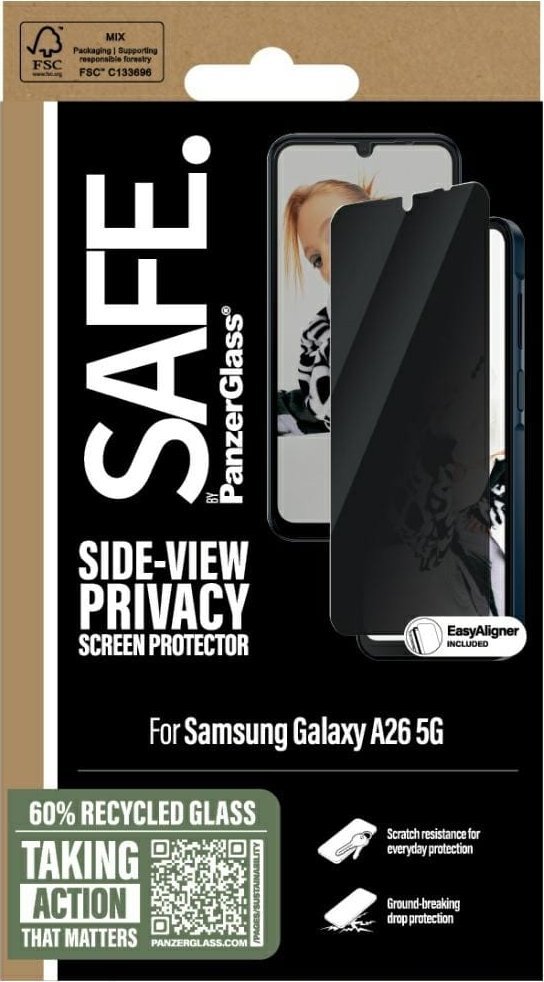 Mbrojtës ekrani PanzerGlass SAFE Privacy Samsung Galaxy A26 5G, Ultra Wide Fit, transparent