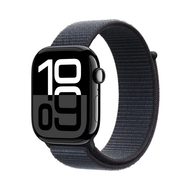 Apple Watch Series 10 GPS, 46mm, Jet Black Aluminum Case with Ink Sport Loop