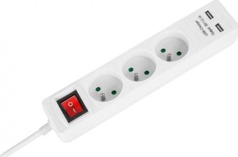 Zgjatues elektrik Rebel Electro URZ3202-5, 3 priza, 5 m, i bardhë