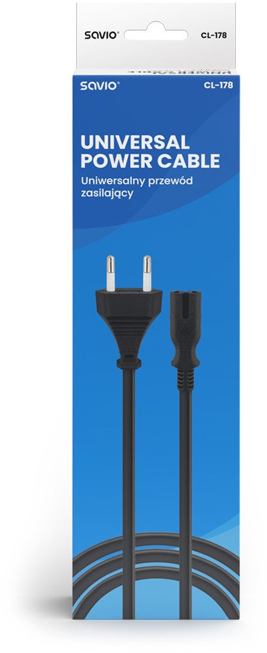 Кабел за струја Savio CL-178, 5m, IEC C7, црн