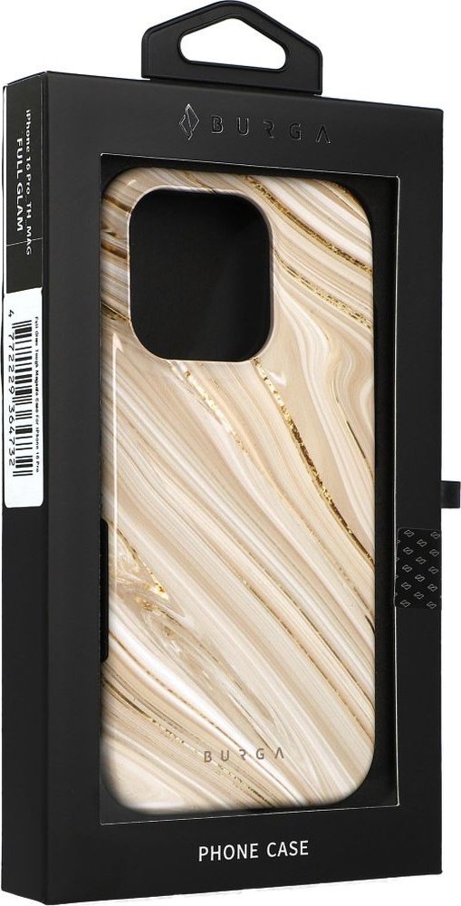 Kapak mbrojtës Burga Full Glam Tough MagSafe, për iPhone 16 Pro, silikon dhe plastikë, i zi bezhë