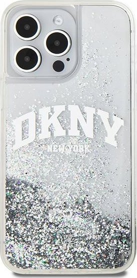 Mbulesë telefoni DKNY Liquid Glitter Big Logo për iPhone 15 Pro 6.1", TPU PC, e bardhë