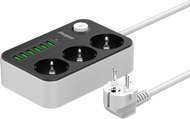 Продолжен кабел со приклучници Energizer EPB2500W01EU, 4x AC, 4x USB A, 2m, бел