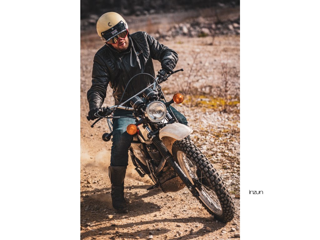 Helmë moto CASSIDA ESO Forty Nine 2026, fiberglass, retro, krem e zezë