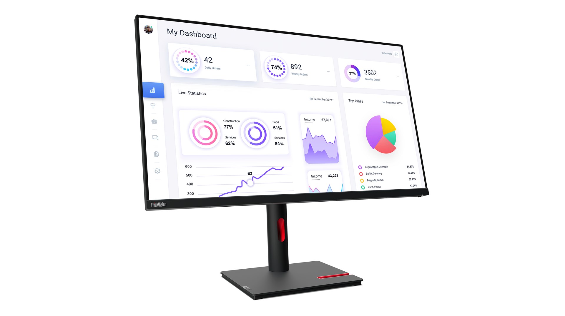 Monitor Lenovo ThinkVision T32p-30, 31.5", 3840 x 2160, i zi