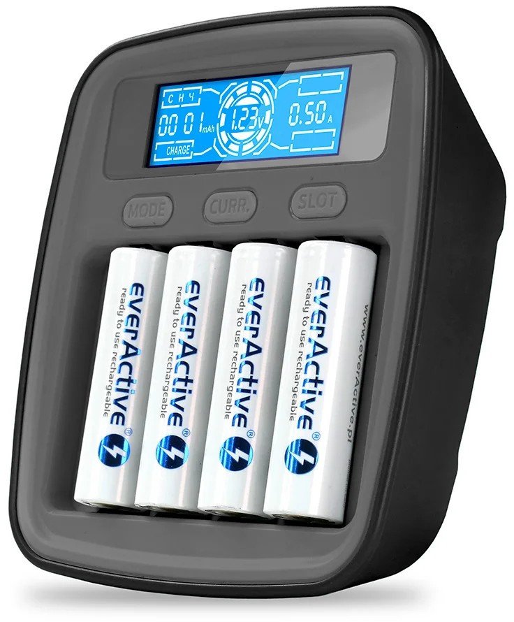 Karikues baterish everActive NC-1000M v2, 4 kanale, USB-C, gri