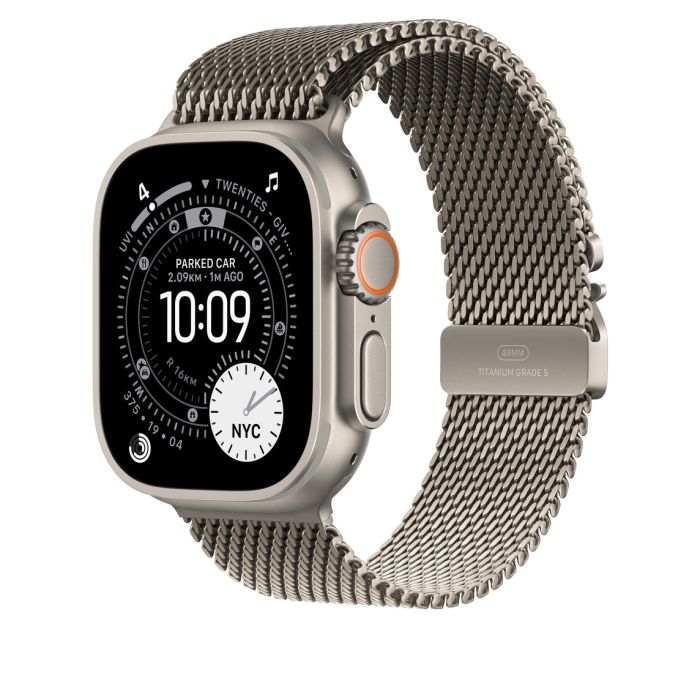 Apple Watch 49mm Loop, Natural Titanium Milanese Loop, Medium