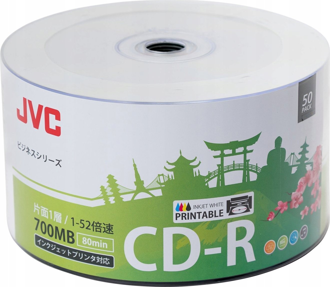 Disqe CD R JVC Full Face Printable, 700MB, 52x, 50 copë