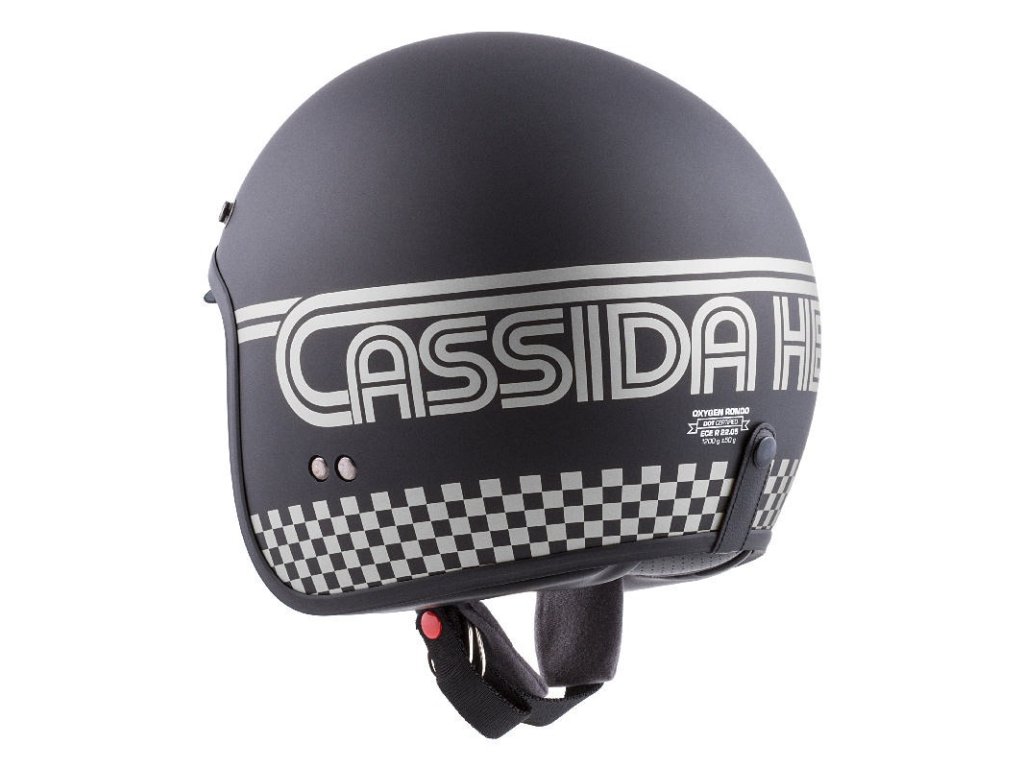 Мото кацига Cassida Oxygen Rondo, поликарбонат, визир за сонце, црна мат со сребрена
