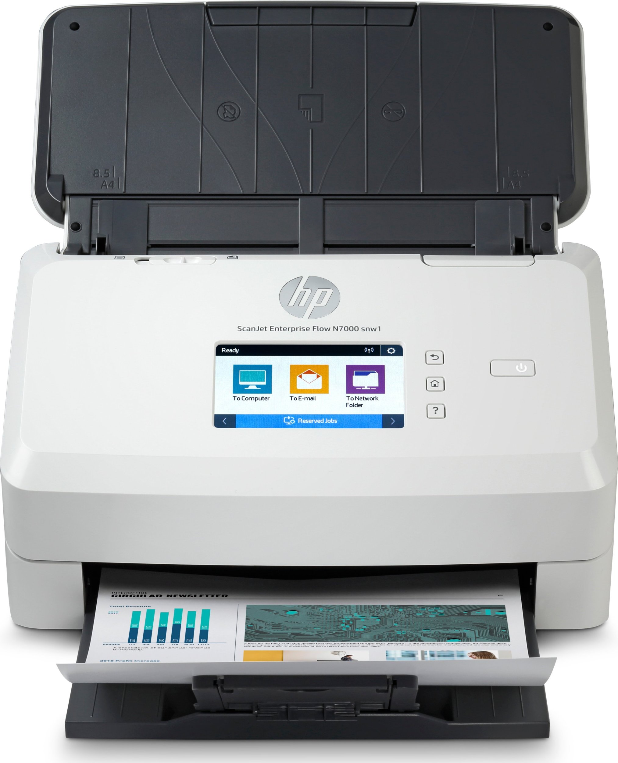 Скенер со вметнување листови HP ScanJet Enterprise Flow N7000 Snw1, 600 x 600 DPI, бел