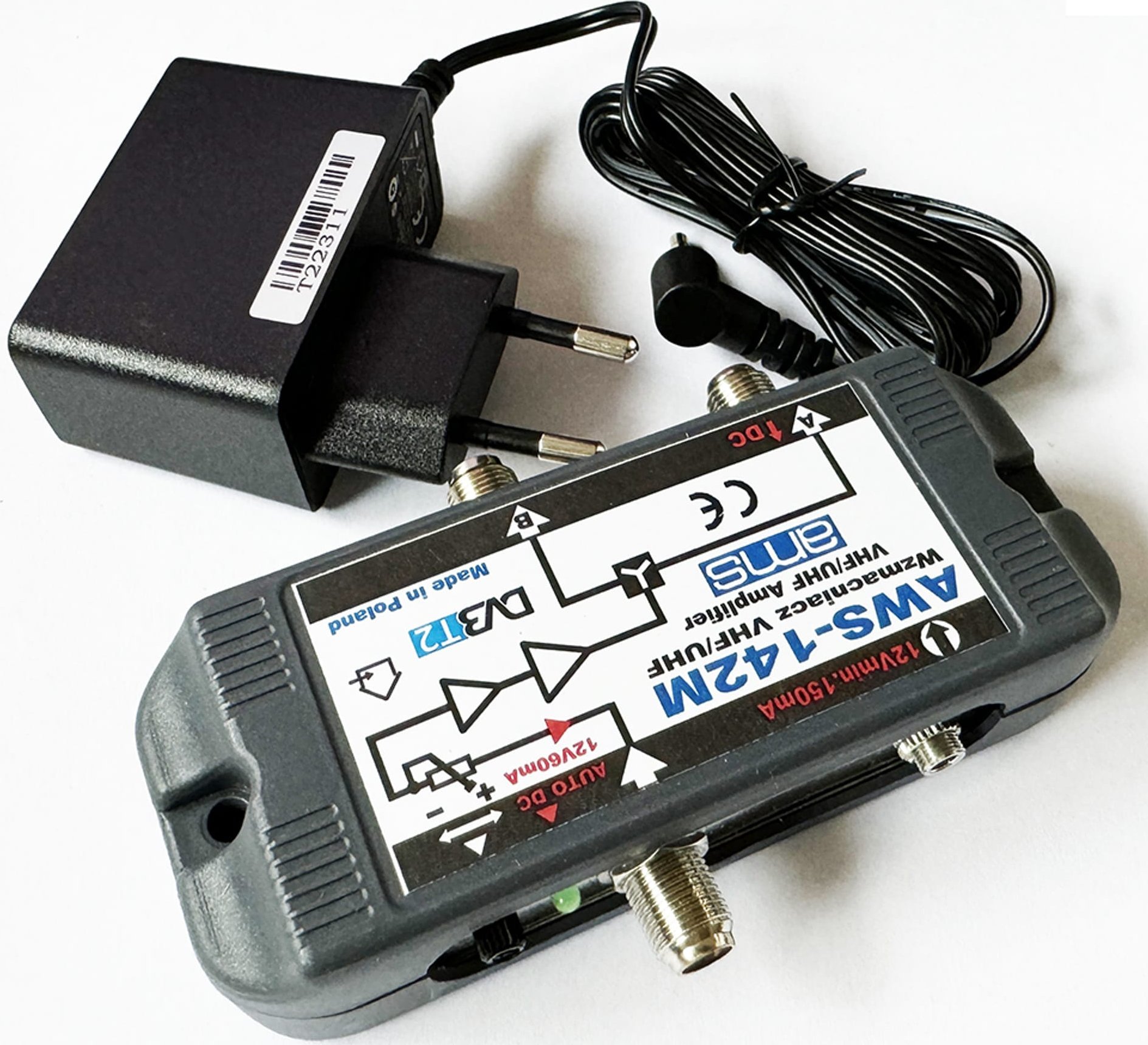Përforcues antene AMS AWS-142M, 1 në 2 dalje, 12V, pa ndërhyrje LTE
