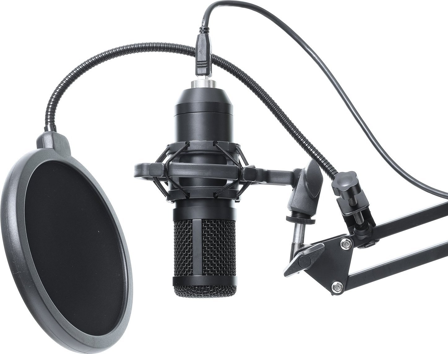 Mikrofon kondensator ART AC-03, USB, me boom dhe POP filter, i zi