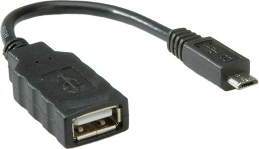 Adapter USB Roline 11.02.8311, USB 2.0 Micro USB B në USB A, OTG, 0.15 m, i zi