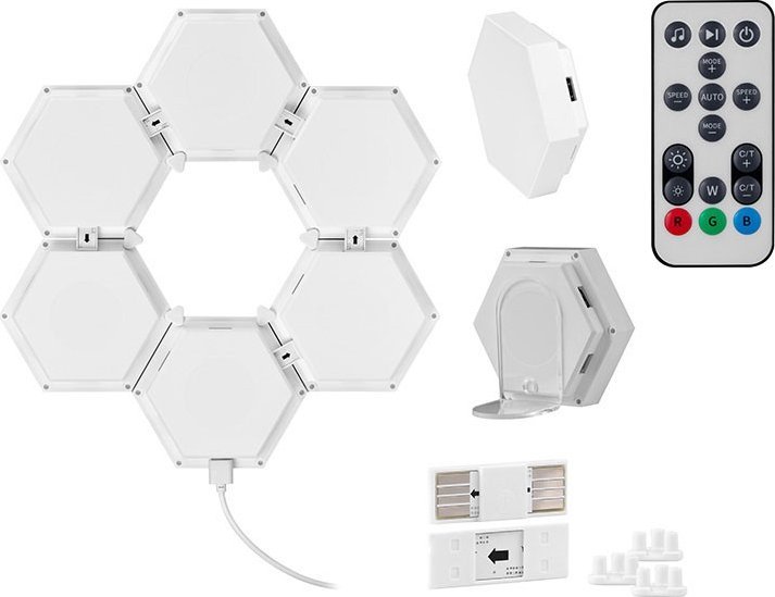 Llamba dekorative Tracer Ambience Smart Hexagon, set 6 panele, RGB, shumëngjyrëshe