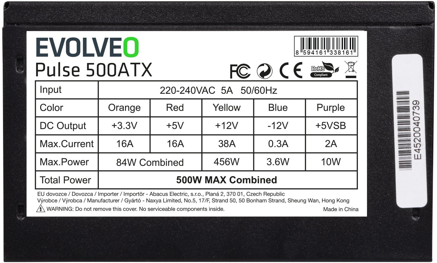 Furnizues energjie EVOLVEO Pulse, 550W, ATX 2.2, i zi