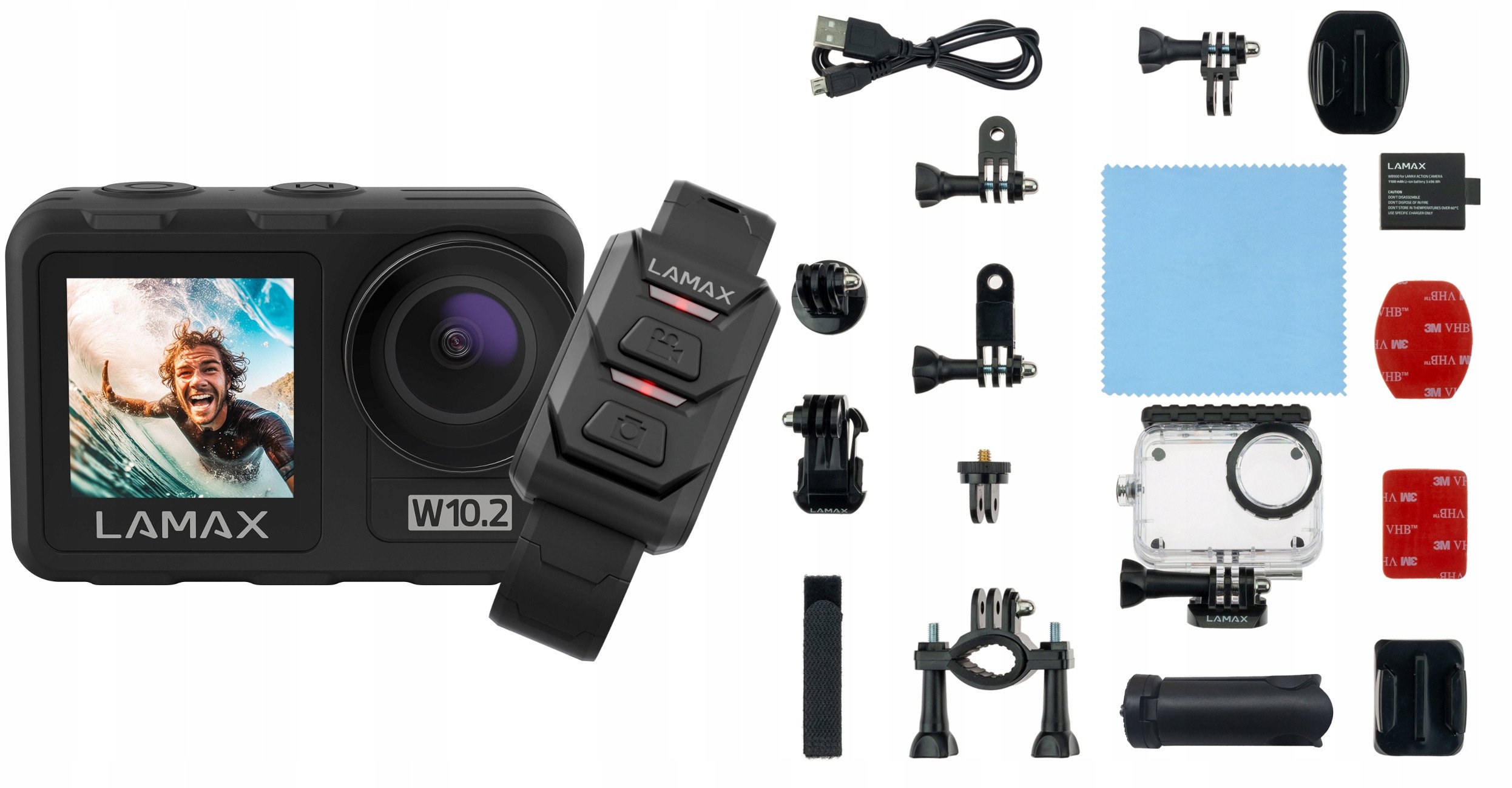 Kamerë aksion Lamax W10.2, 4K, ekran i përparmë, e zezë