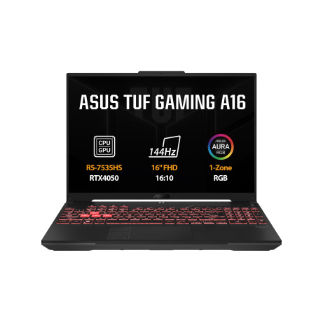 Laptop ASUS TUF Gaming A16 16" R5-7535HS, 16GB RAM, 512GB SSD, RTX 4050, i hirtë