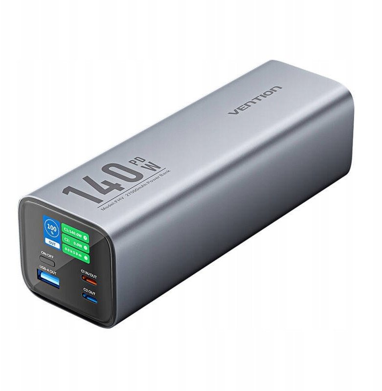 Power bank Vention, 27000mAh, 140W, gri me ekran LED