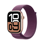 Apple Watch Series 10 GPS, 46mm, Rose Gold Aluminum Case with Plum Sport Loop Apple Watch Series 10 GPS, 46mm, Rose Gold Aluminum Case with Plum Sport Loop