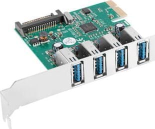 Kartelë PCI Express Lanberg PCE-US3-004, 4x USB 3.1 Gen 1, 5 Gbps, e zezë
