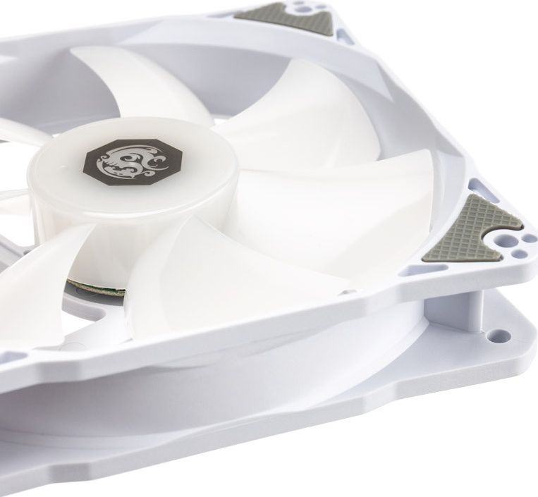 Вентилатори за компјутер Bitspower Notos 120, 3 парчиња, RGB, со хаб, бели