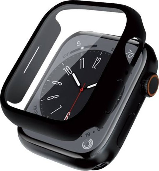 Mbulesë mbrojtëse Crong Hybrid Watch Case për Apple Watch 44mm, me xham të integruar, e zezë