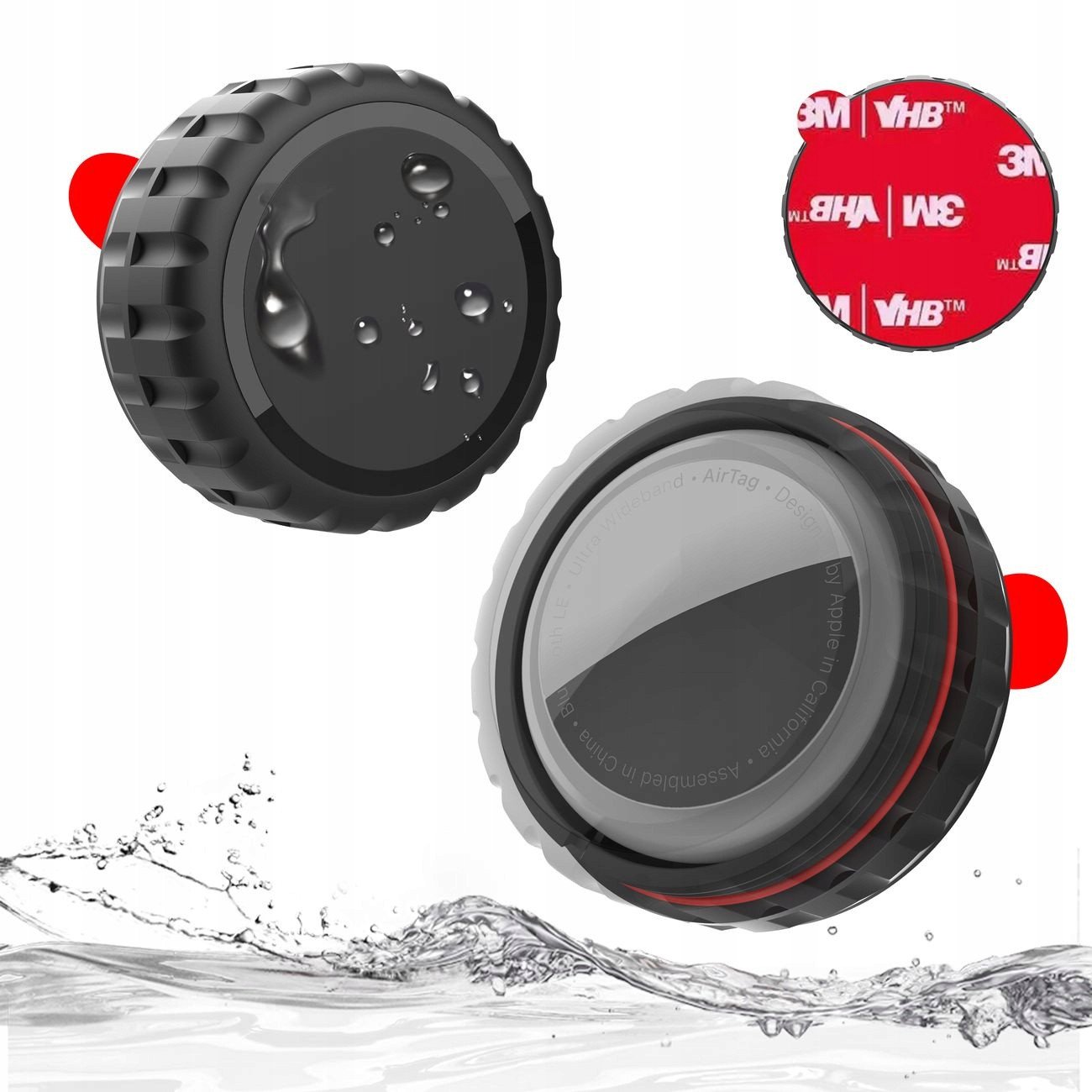 Mbështjellës Hurtel për Apple AirTag, i vidhosshëm, rezistent ndaj ujit IP68, vetëngjitës, i zi