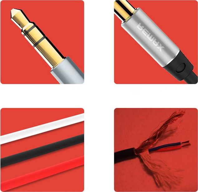 Kabllo audio Remax AUX, 1m, 3.5mm mini jack, i zi