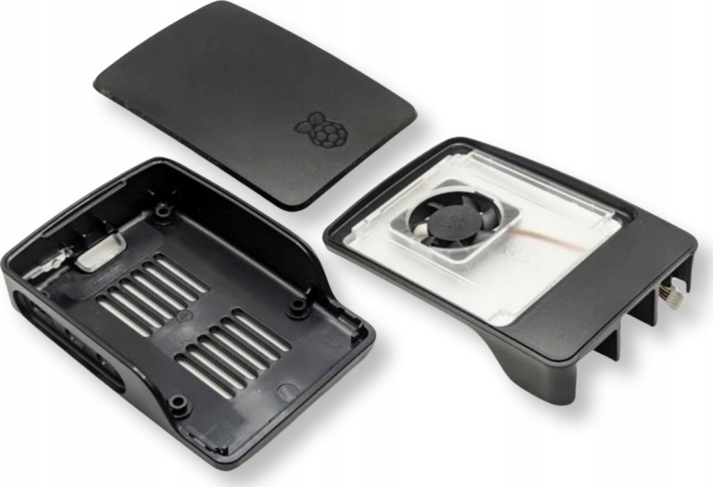 Kuti Raspberry Pi SC1160 Pi 5, me ventilator PWM, heatsink, e zezë gri