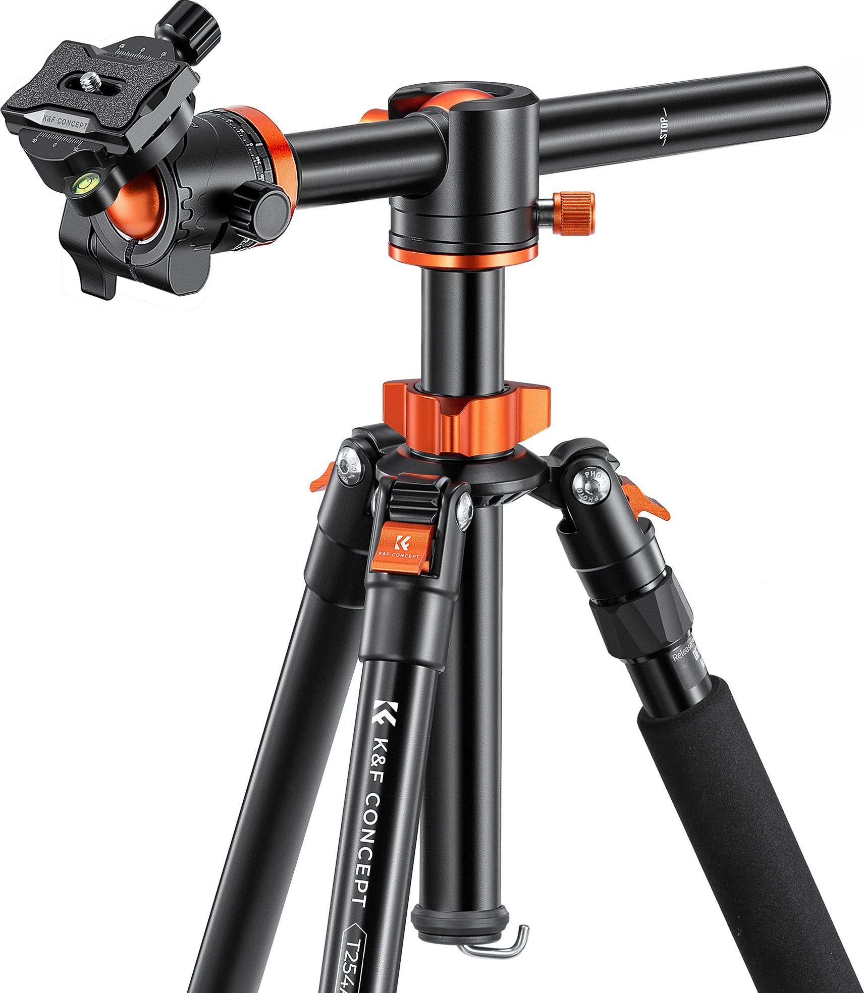 Фотографски трипод K&amp;F Concept T254A4+BH-28L, легура од алуминиум и магнезиум, конвертибилен во монопод, металик портокалов