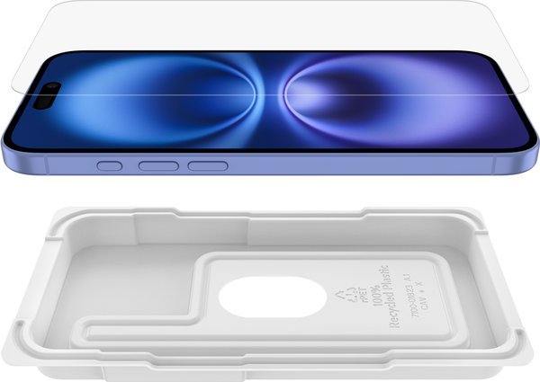 Mаска за екран Belkin ScreenForce Clear за iPhone 16 Plus, калено стакло, проѕирно