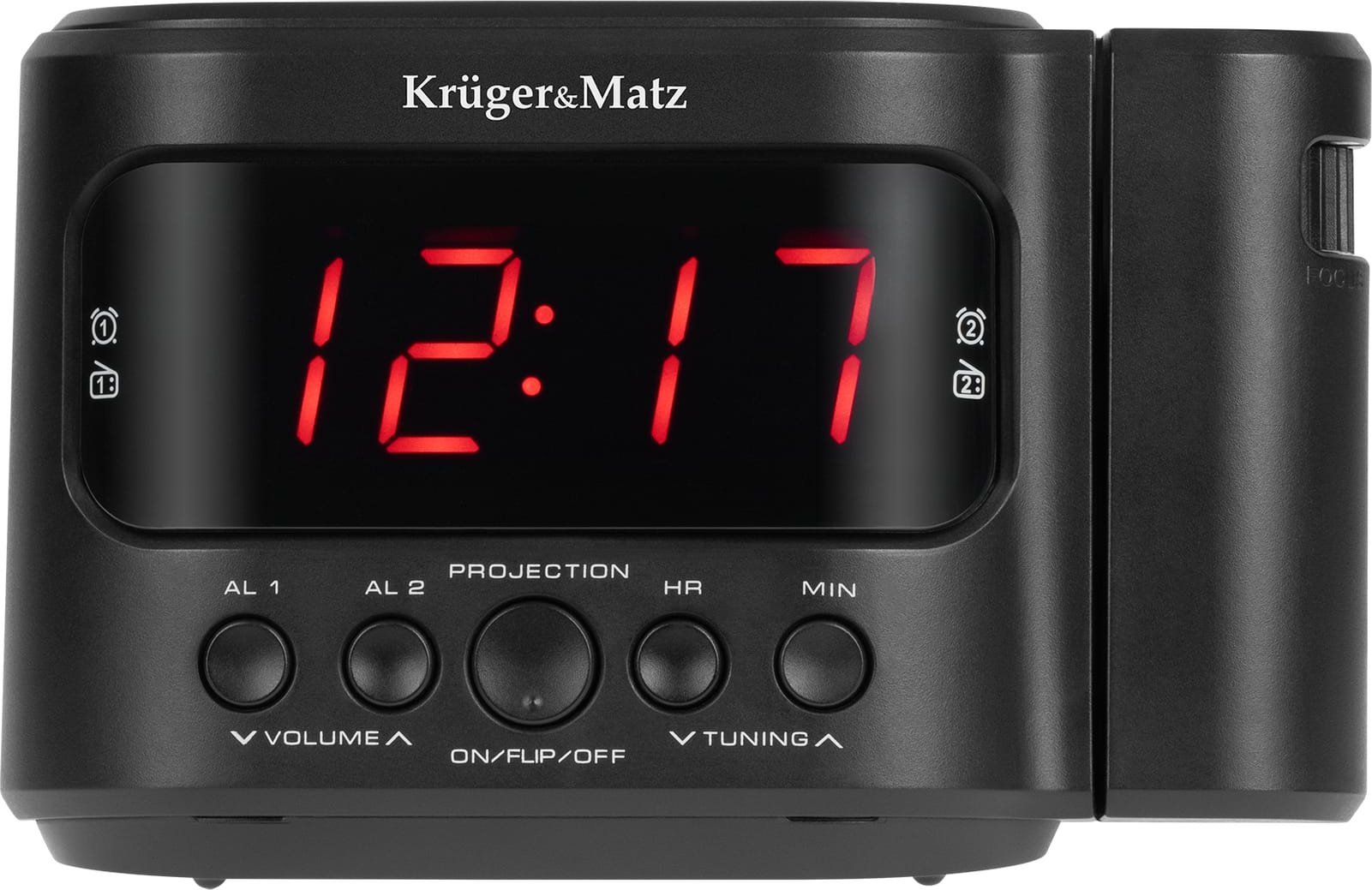 Радио часовник KrugerMatz KM 827, AM FM, проектор на време, ЛЕД