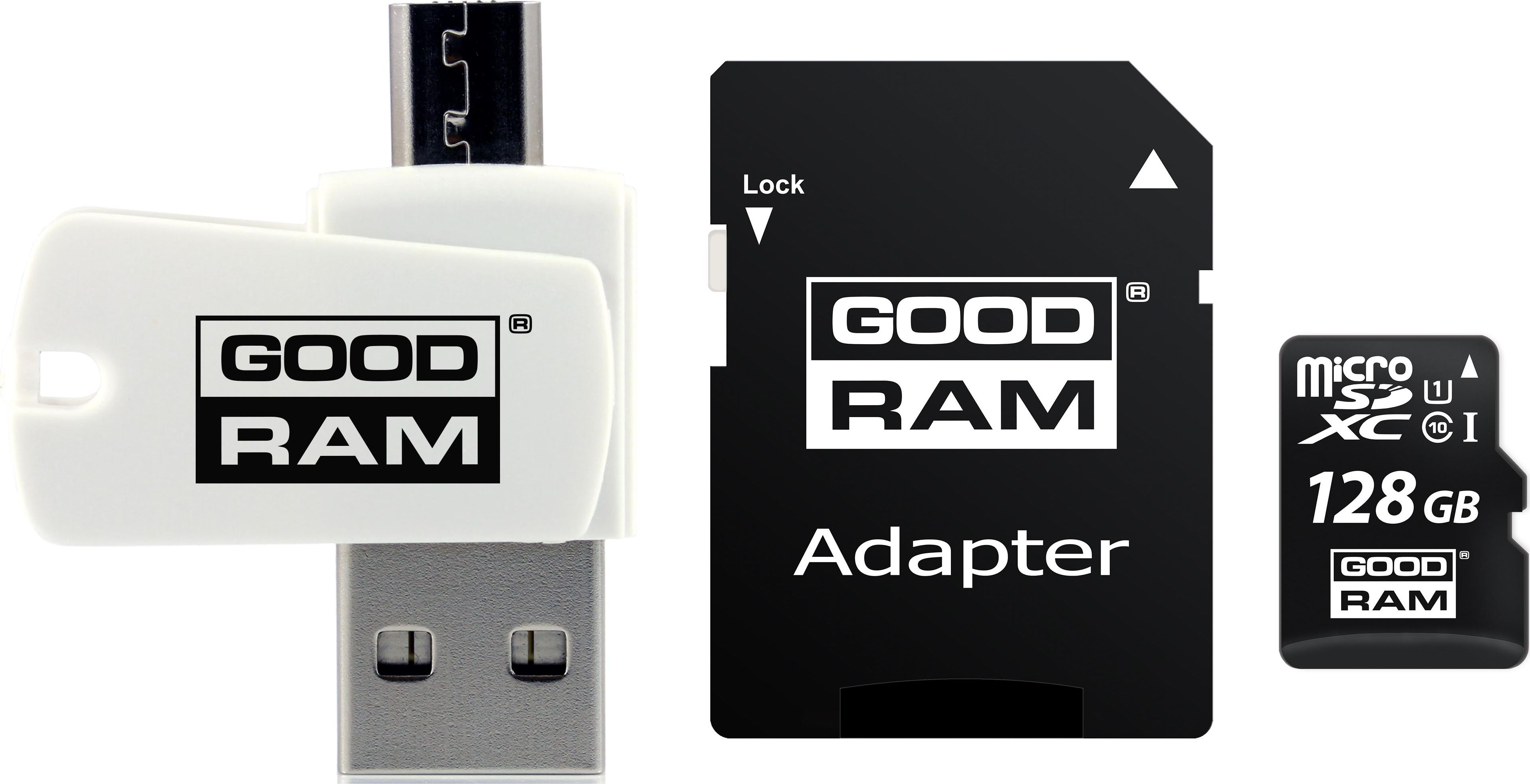 Kartë memorije GoodRam All in One MicroSDXC, 128GB, Class 10 UHS I U1, me adapter dhe lexues