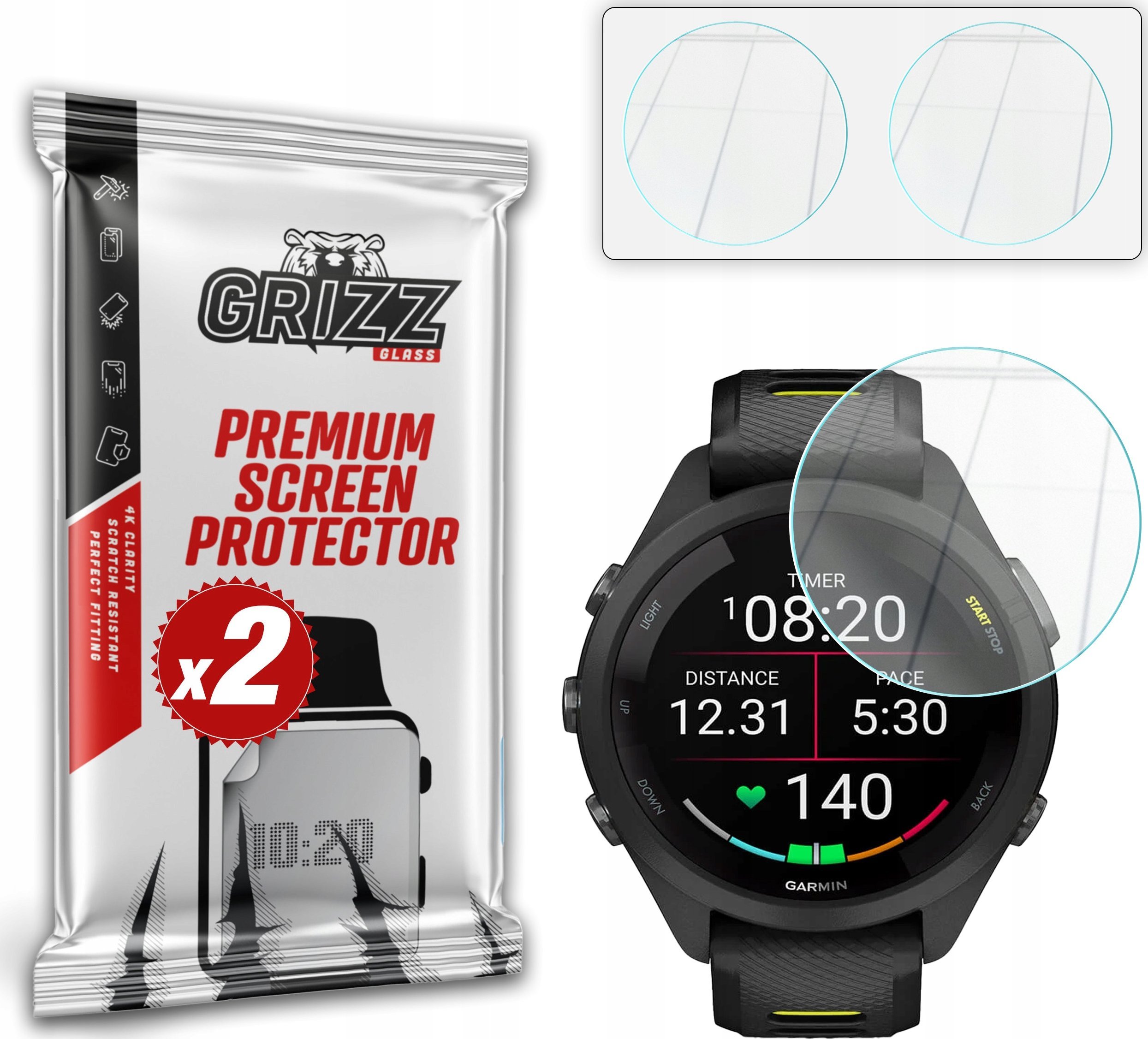 Qelq mbrojtës hibrid 2PACK për Garmin Forerunner 265S 42mm, 9H, transparent