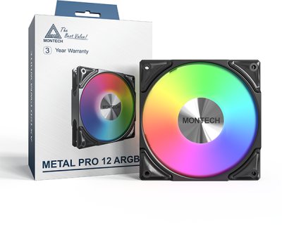 Ventilator kasë Montech METAL PRO 12 ARGB PWM, 120mm, i zi