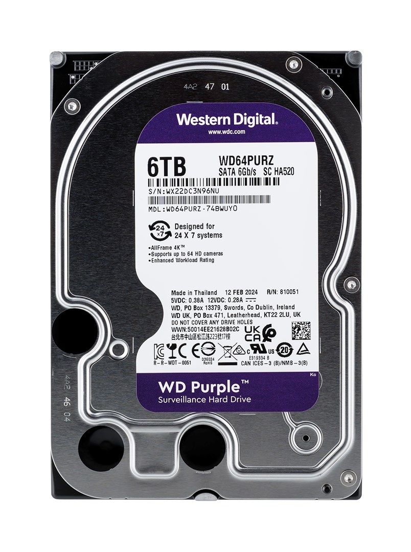 Hard Disk Western Digital WD Purple, 6TB, SATA 6 Gb/s, 3.5"